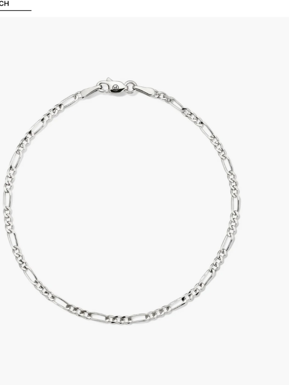 Mejuri Sterling Silver FIGARO CHAIN BRACELET Size 6.5 in